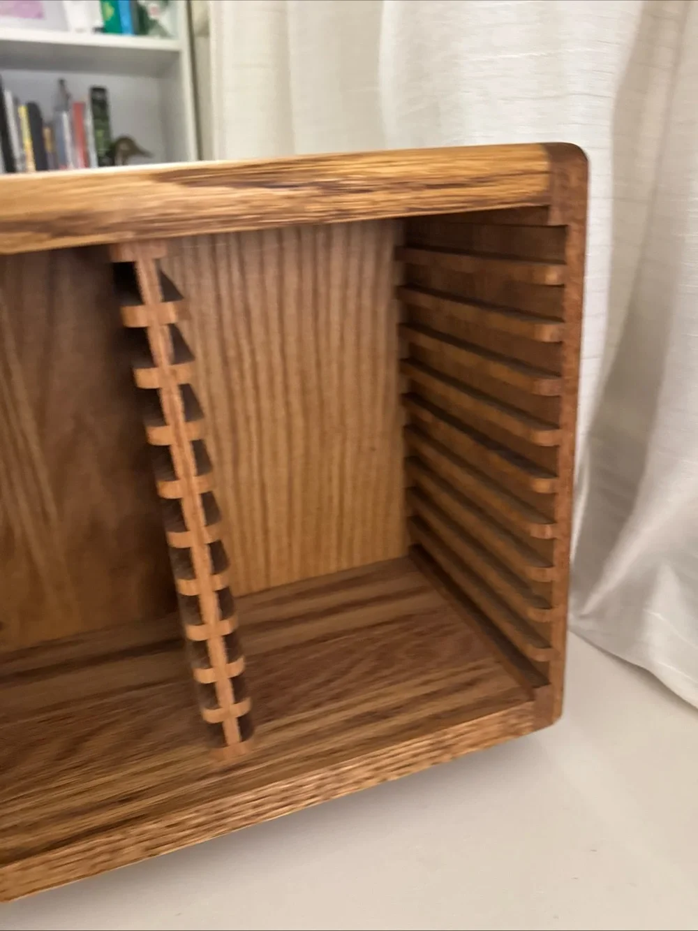 Vintage 90s Wooden CD 40 Slot Shelf Organizer Swivel Natural Brown